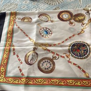 Made in Italy Timepieces and jeweled brooches scarf  new never worn elegant